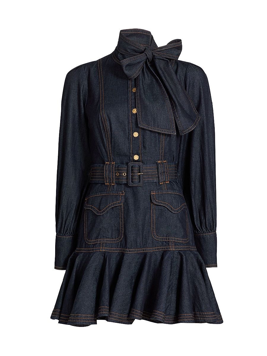 Women's Flip Cotton Denim Minidress - Night Sky - Size 4