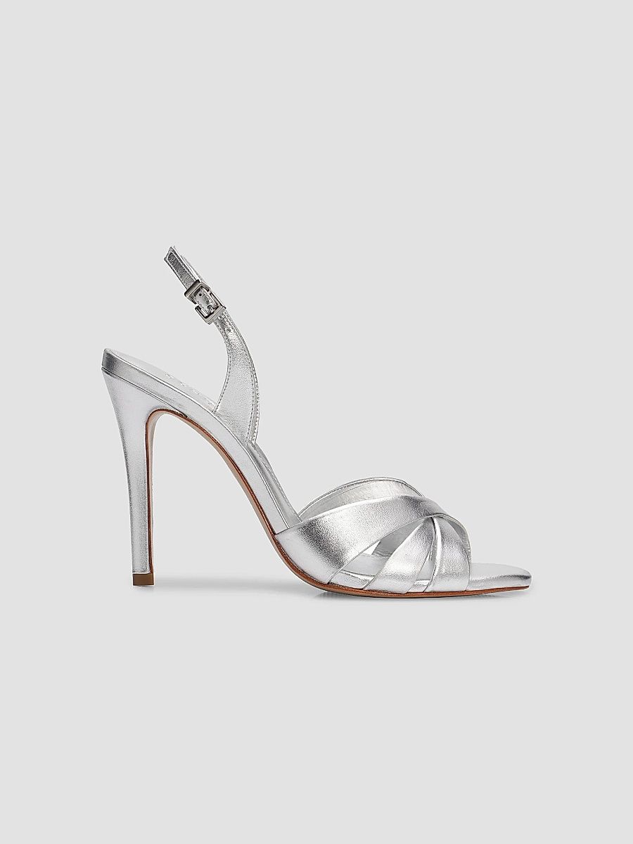 Schutz Women's Keefa 110MM Leather Sandals - Silver - Size 9.5