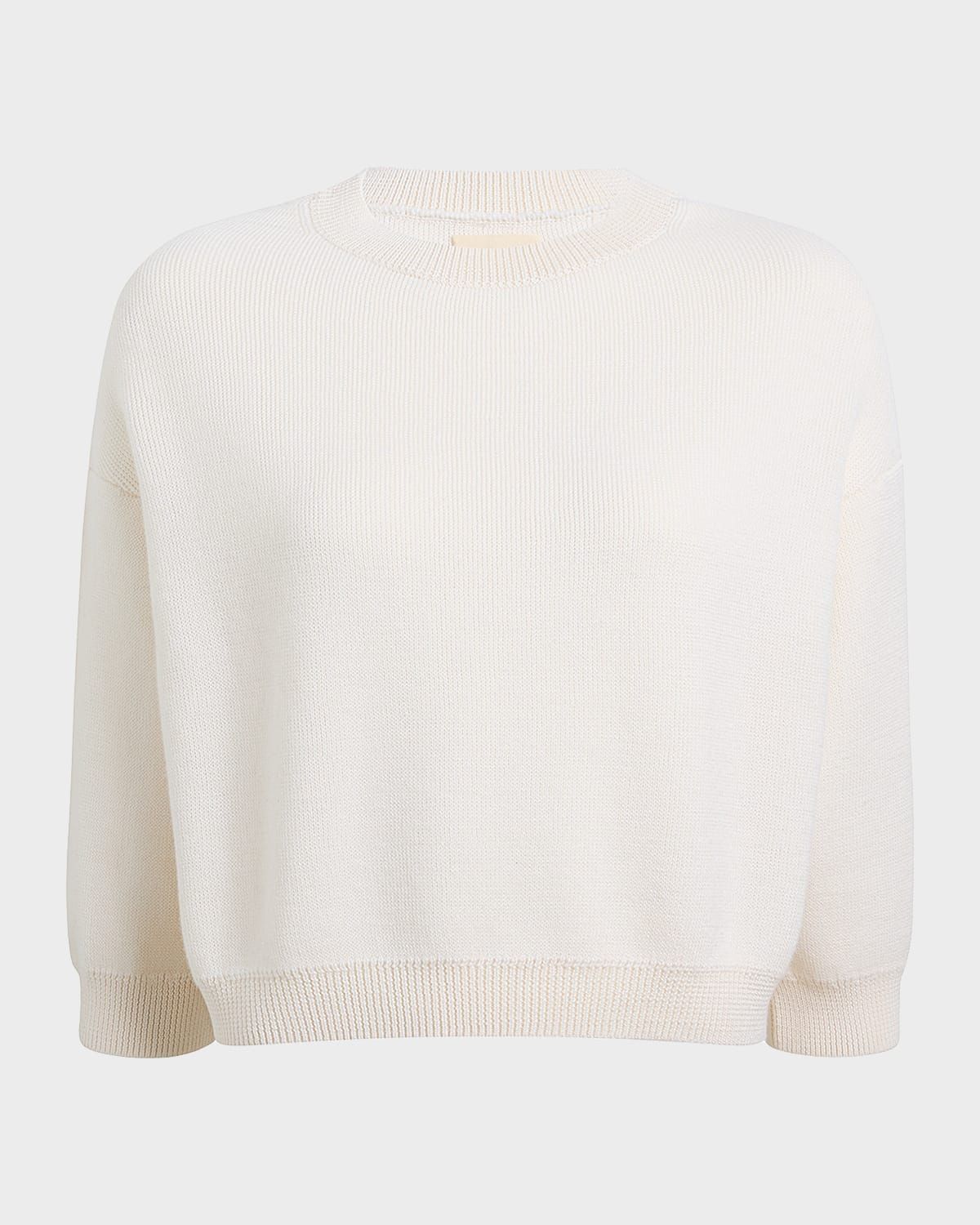 Sabina Cashmere 3/4-Sleeve Crewneck Sweater