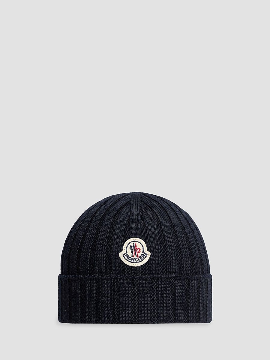 Baby Girl's Beanie Hat in Wool - Navy Blue - Size XS