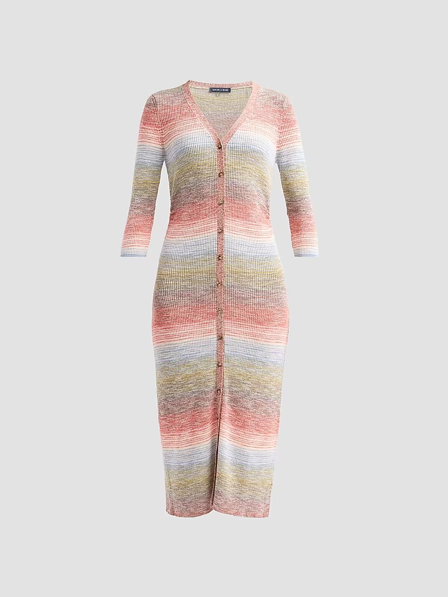 Women's Tavielle Knit Midi Dress - Orange Mustard Multi - Size XS