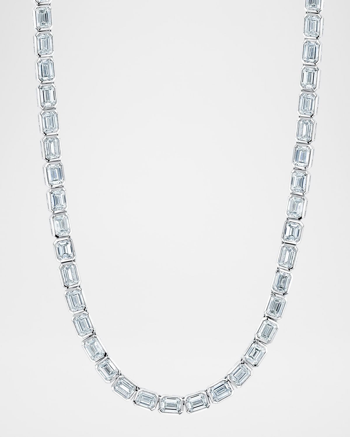 x Danielle Klein 18K Gold East-West Emerald-Cut Bezel Diamond Tennis Necklace, 16"L, 23.40tcw