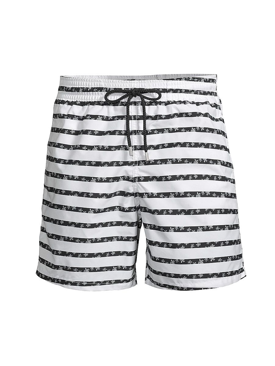 Men's Striped Turtle Swim Shorts - White - Size XXL