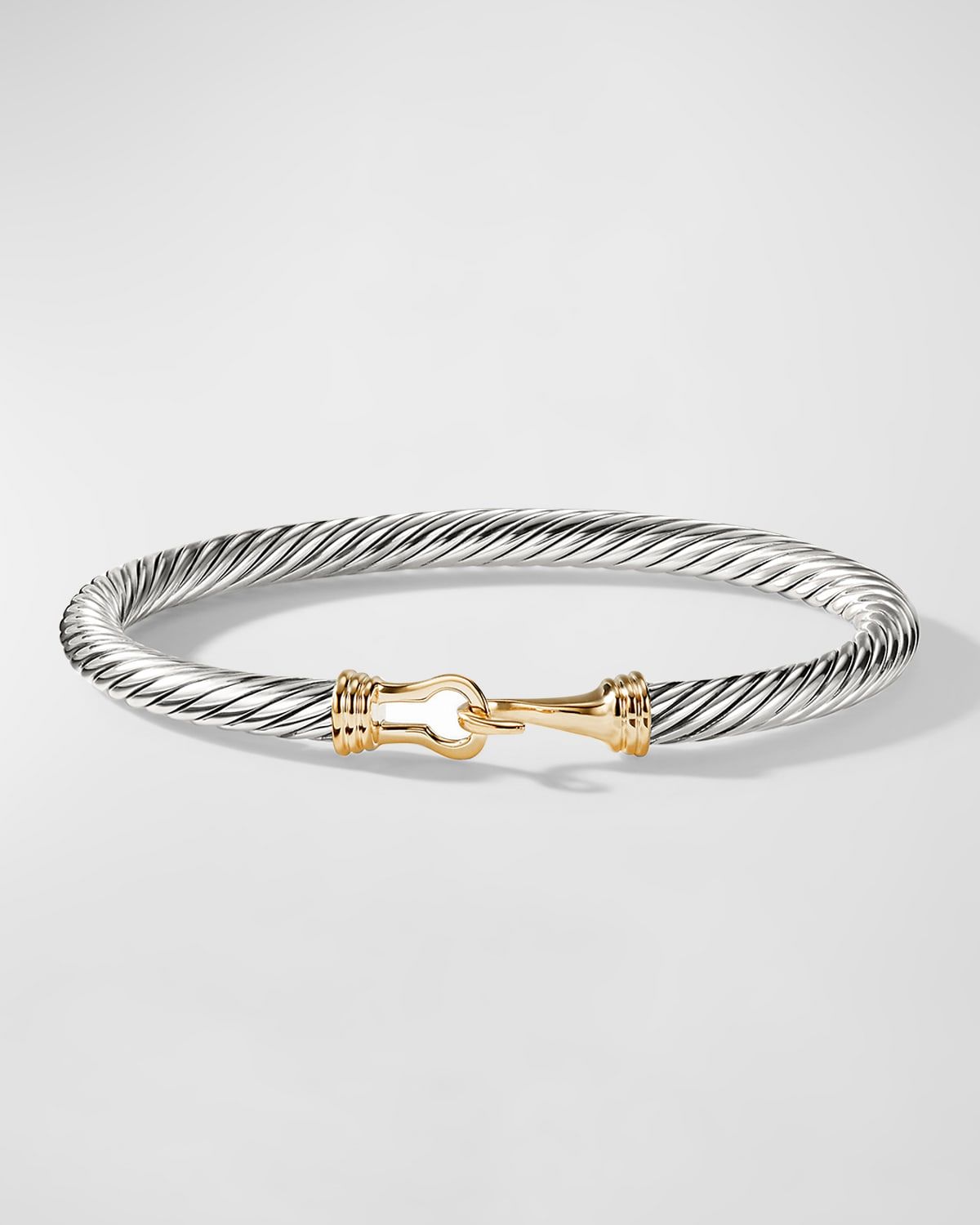 Cable Buckle Bracelet with 14K Gold in Silver, 5mm