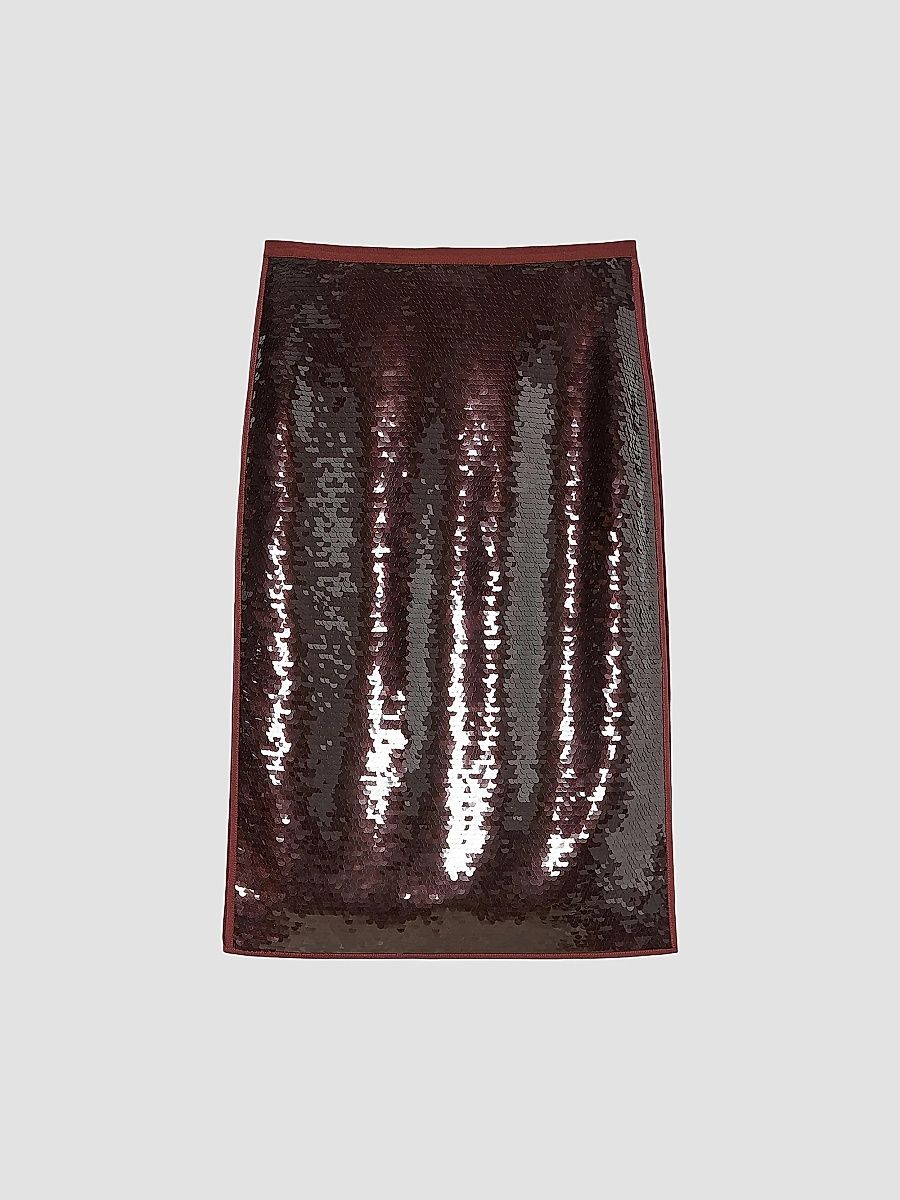 Women's Tulle Skirt with Sequins - Brick Red - Size XXL