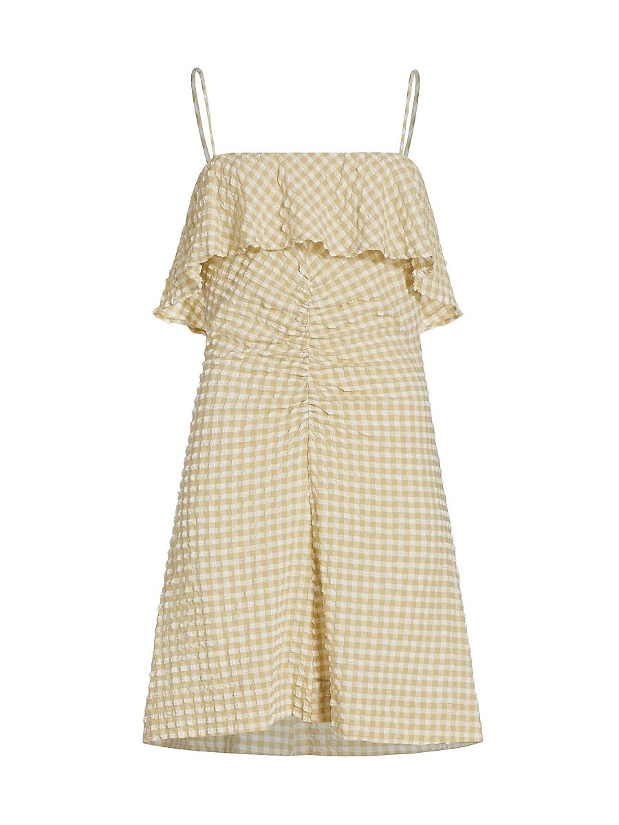 Women's Stretch Seersucker Minidress - Pale Khaki - Size 14