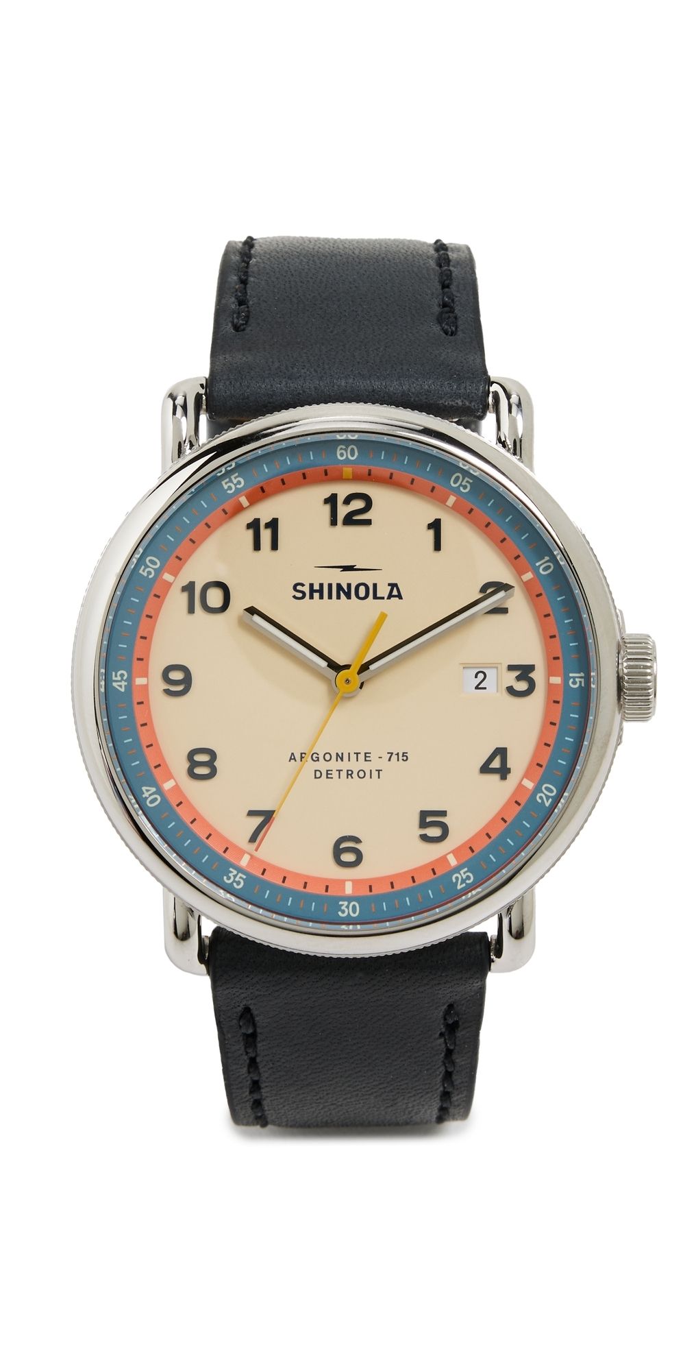 Shinola Canfield Model C56 3hd 43mm, Navy Leather Watch Cream 43mm