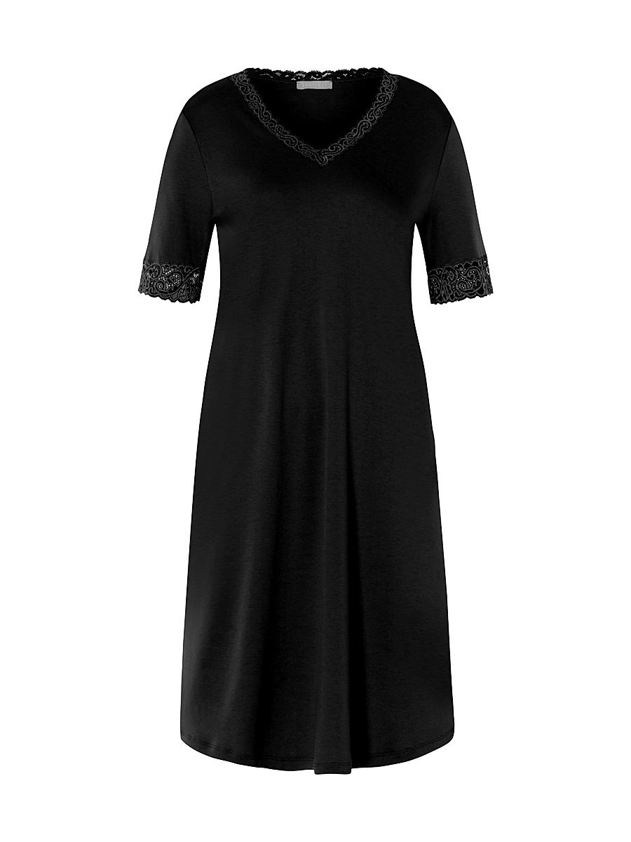 Women's Moments Short-Sleeve Nightgown - Black - Size Large