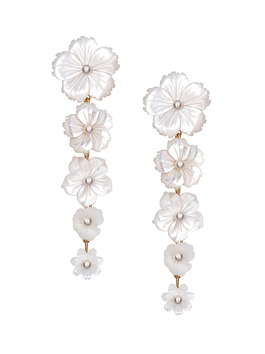 Women's Chelsey Mother-Of-Pearl & 18K-Gold-Plated Brass Drop Earrings - Pearl