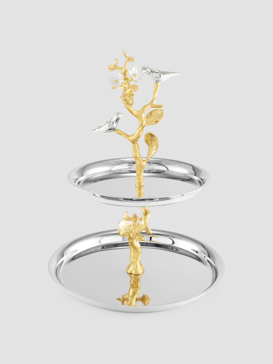 Michael Aram Lovebirds Silver & Gold Etagere