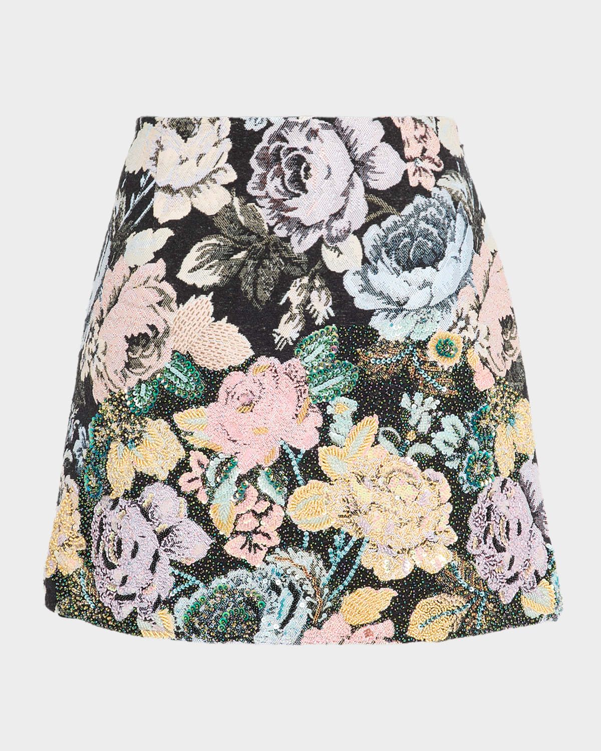 Ana Beaded Floral Jacquard Mini Skirt