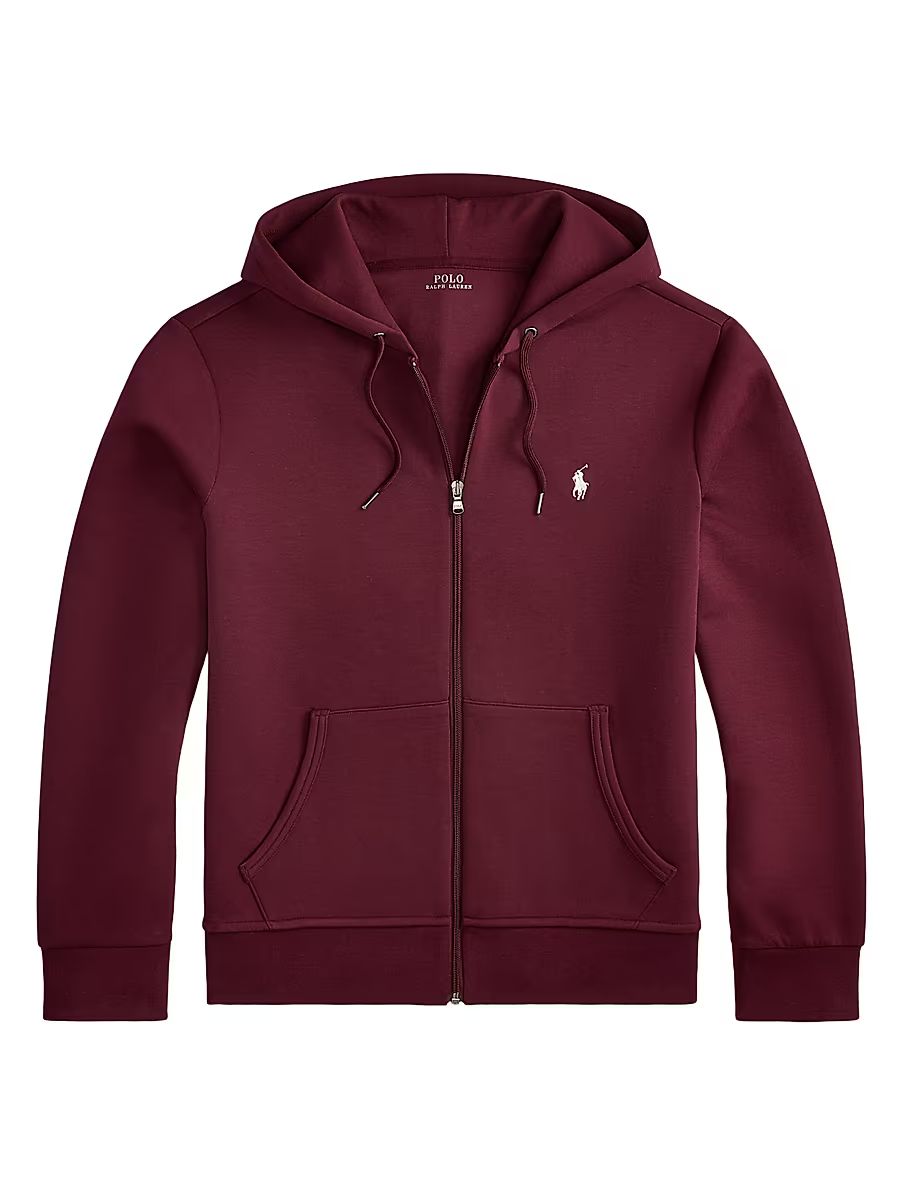 Men's Double-Knit Cotton-Blend Full-Zip Hoodie - Classic Wine - Size XXL