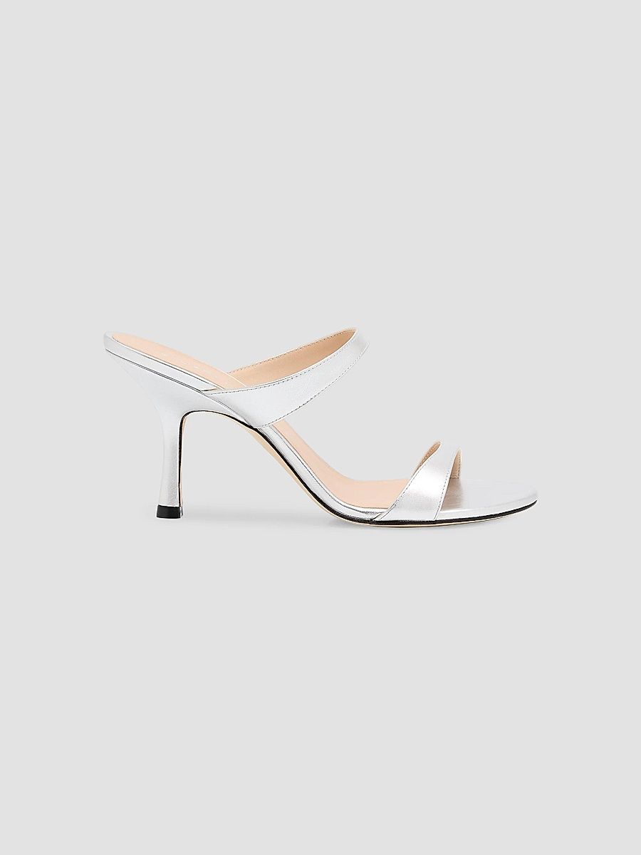Stuart Weitzman Women's Nudist 85MM Leather Sandals - Silver - Size 7