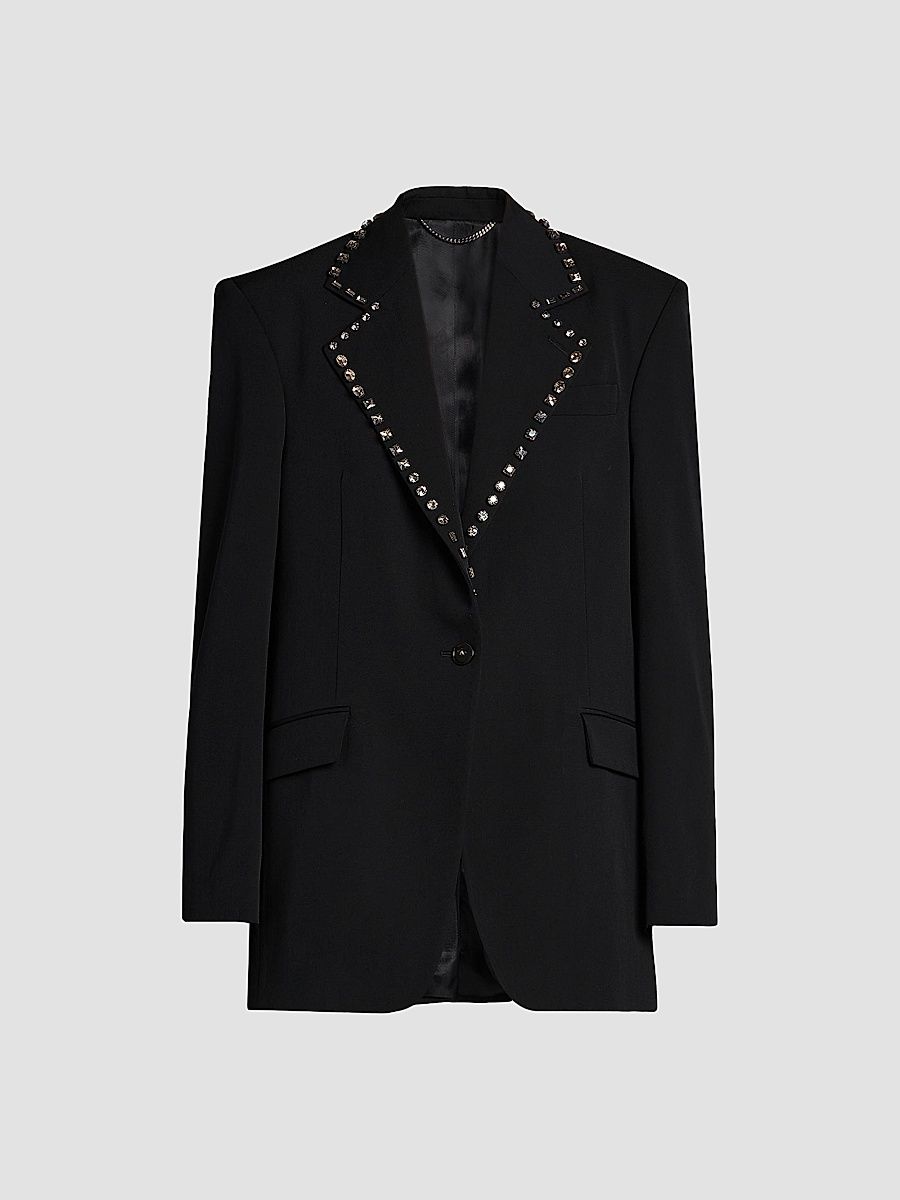 Women's Embellished Wool Blazer - Black - Size 12