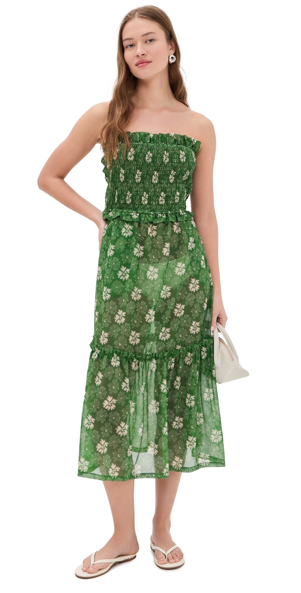 Sea Gloria Print Smocked Dress Green XS