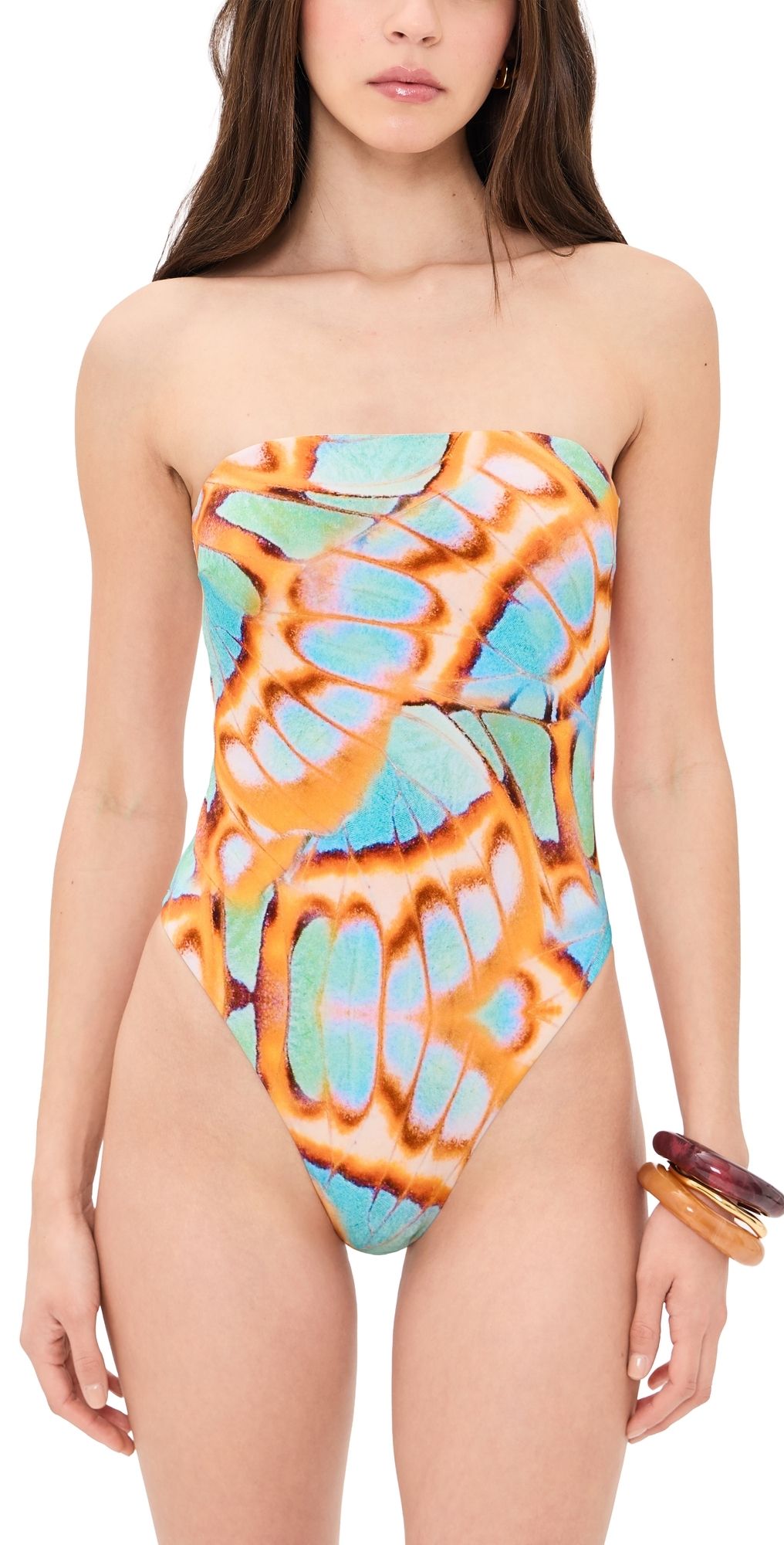 Vitamin A Classic Bandeau One Piece Malachite Butterfly XS