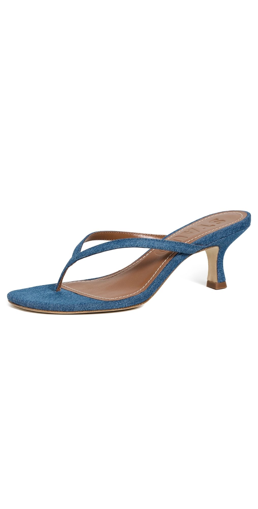 STAUD Freja Denim Kitten Heel Sandals Denim 37