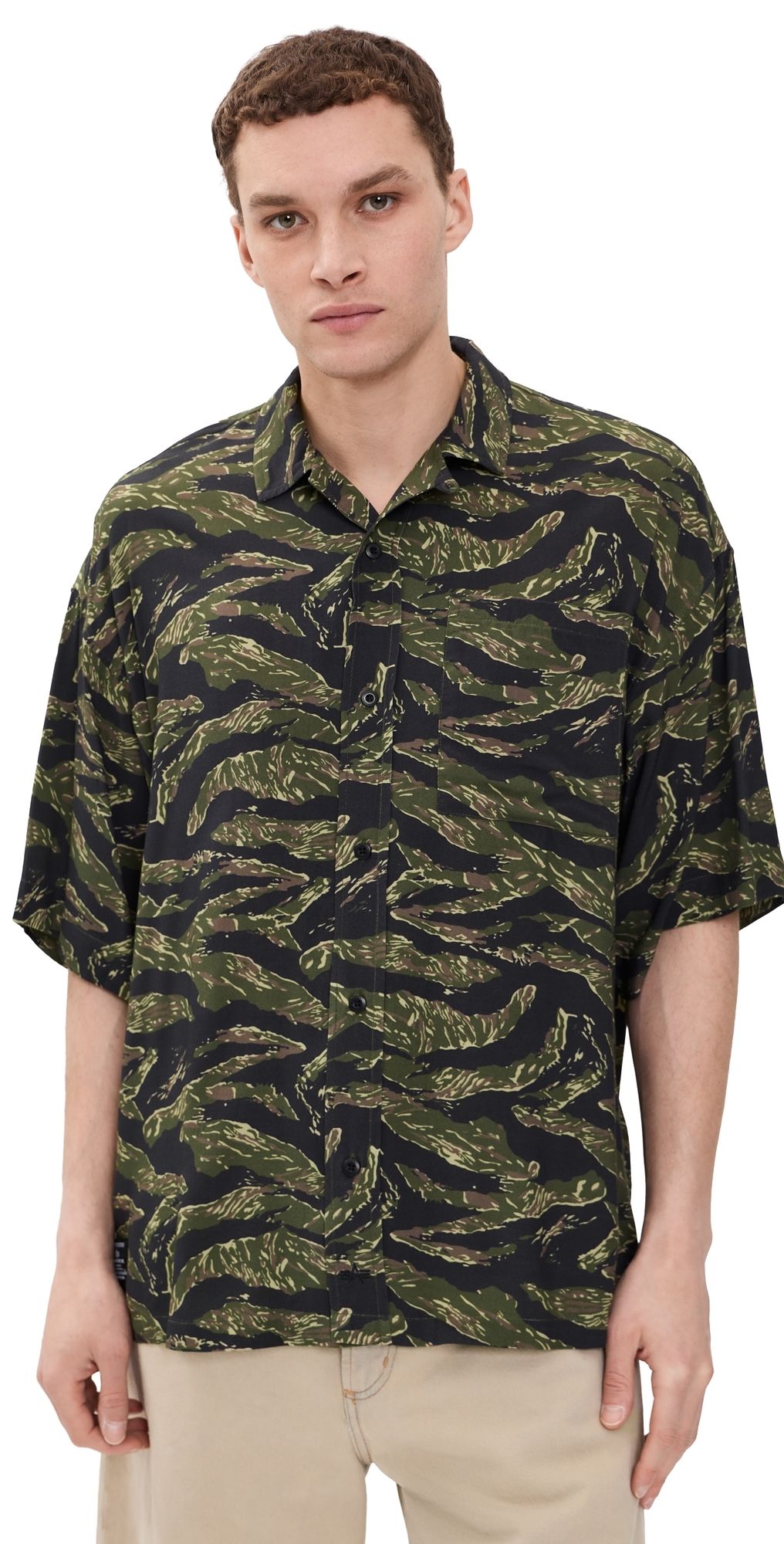 Alpha Industries Camo Relaxed Camp Shirt Tiger Camo L