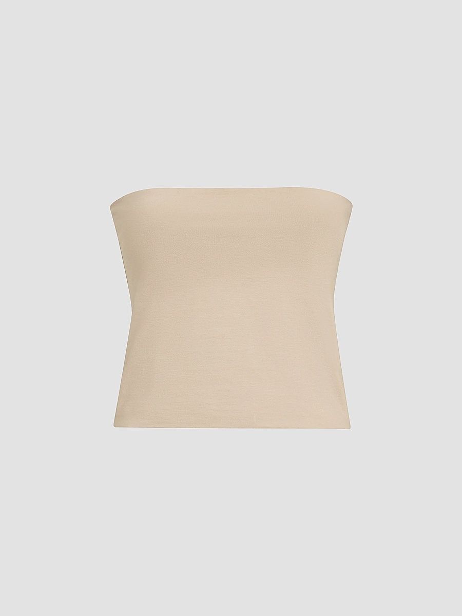 Brunello Cucinelli Women's Stretch Cotton Jersey Bandeau Top - Sand - Size Medium