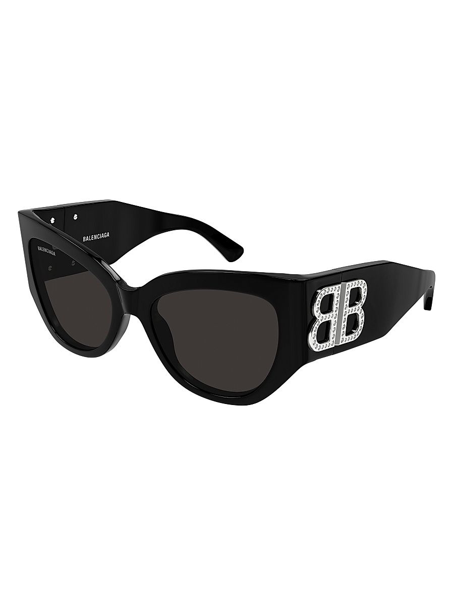 Women's Bossy 55MM Butterfly Sunglasses - Black Silver Black