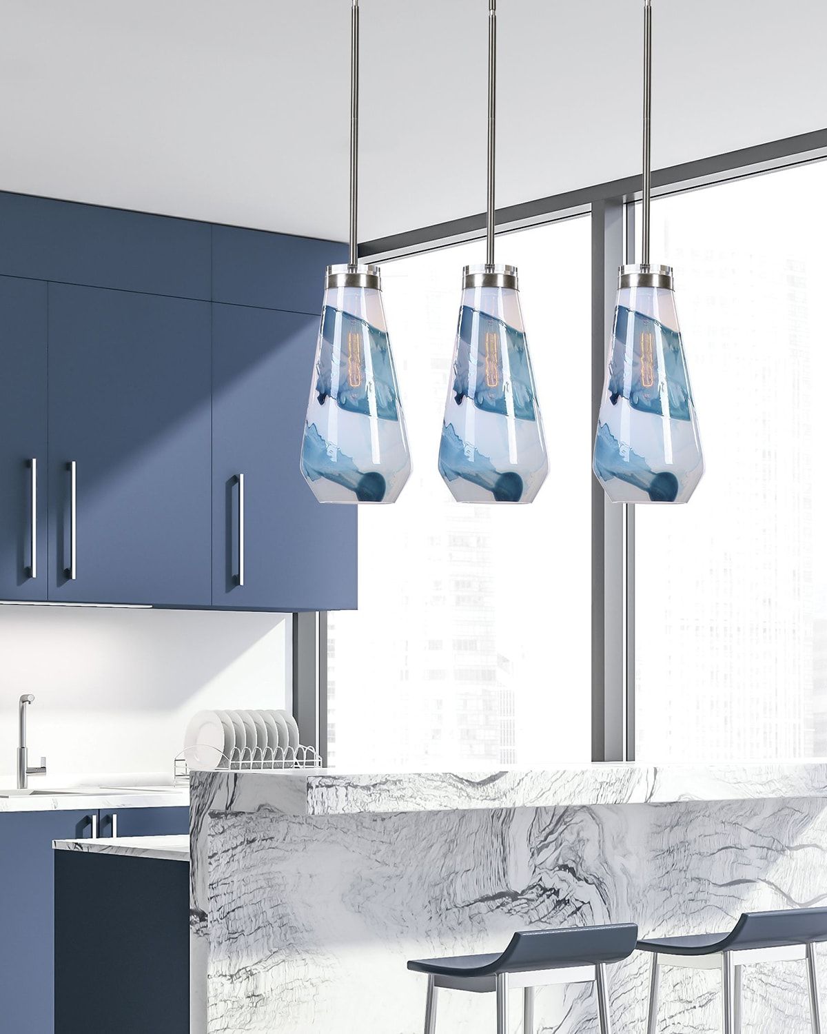 Windswept Blue & White Pendant