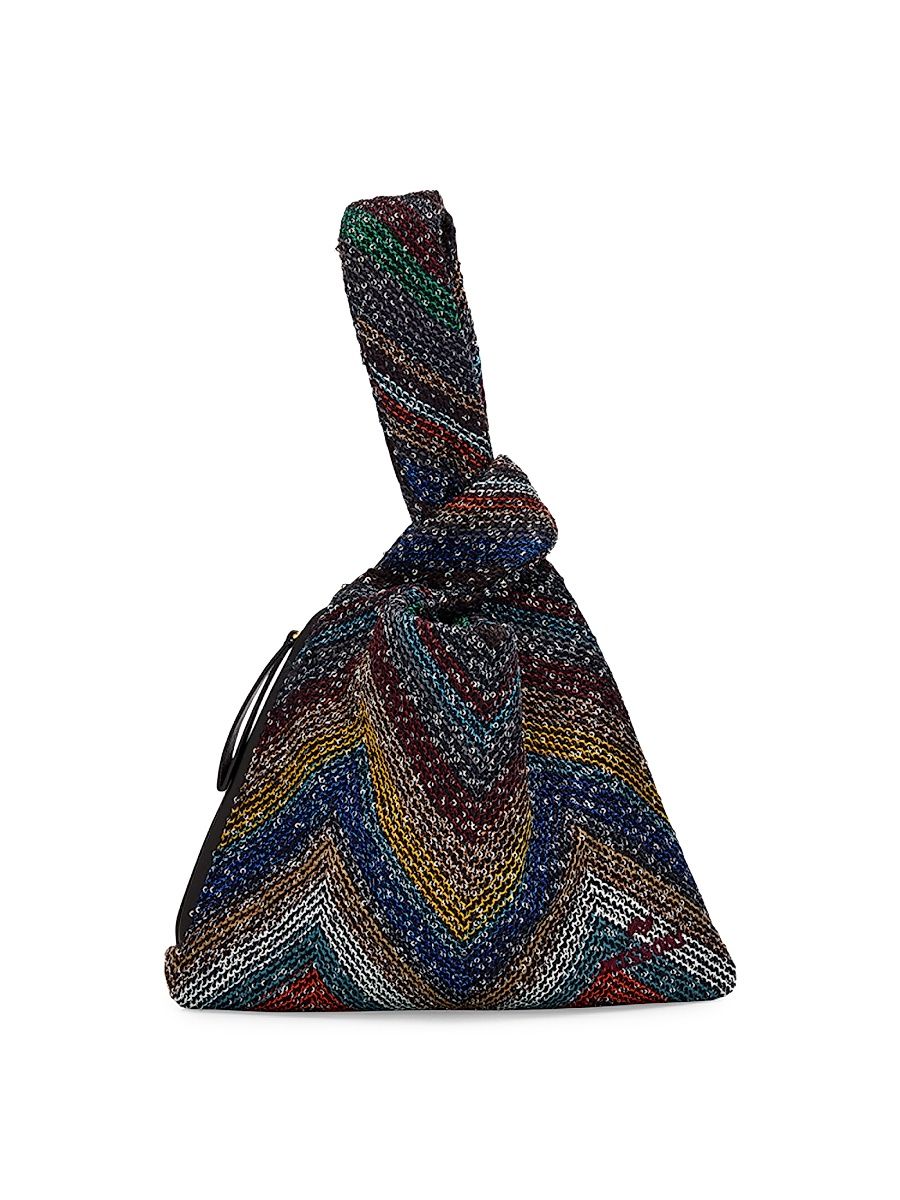 Women's Sequin Zigzag Knot Top-Handle Bag - Caperdoni Wave