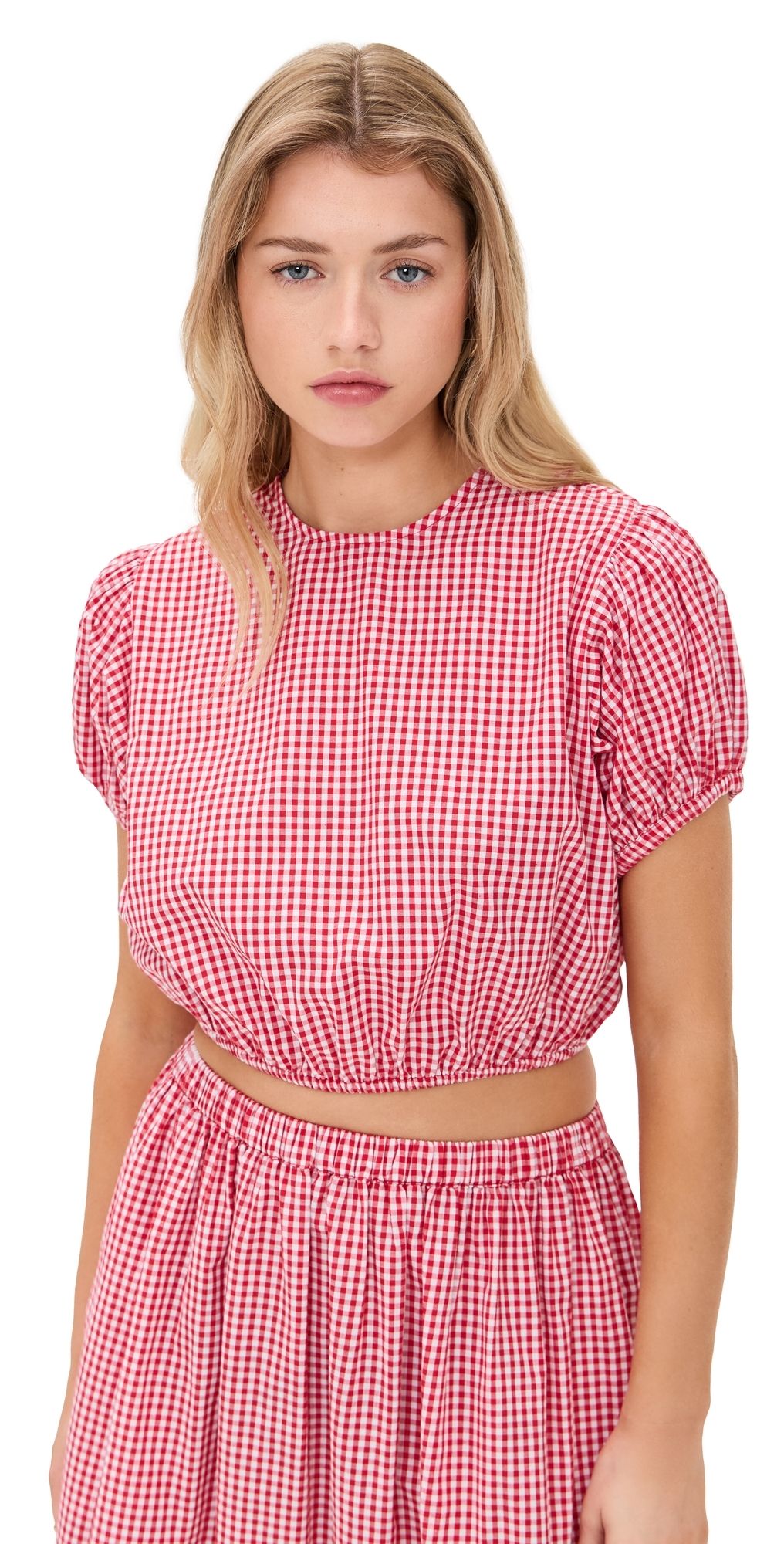 Playa Lucila Crew Top Red Gingham S