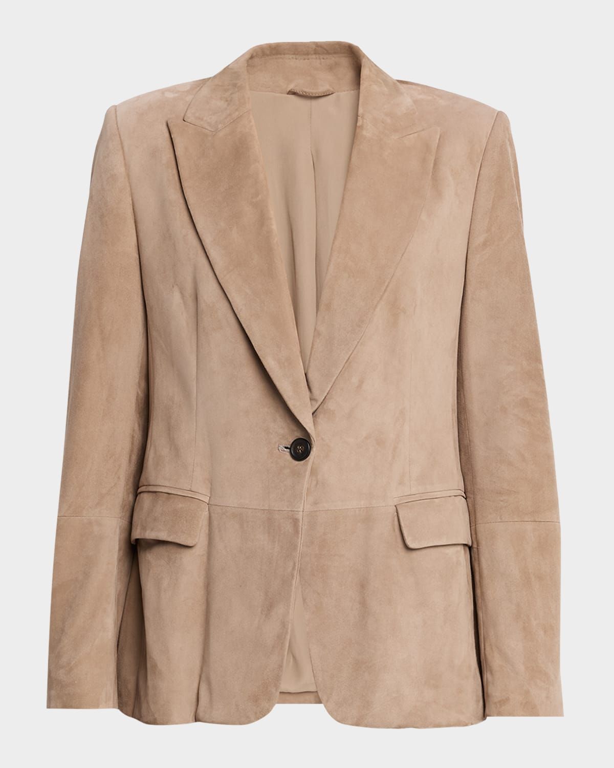 Suede Single-Breasted Blazer Jacket