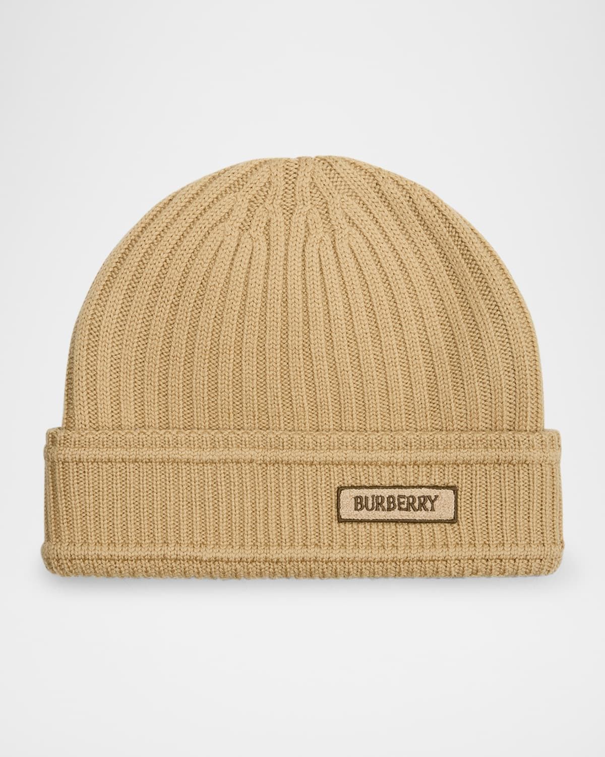 Men & apos;s Ribbed Wool Logo Beanie Hat