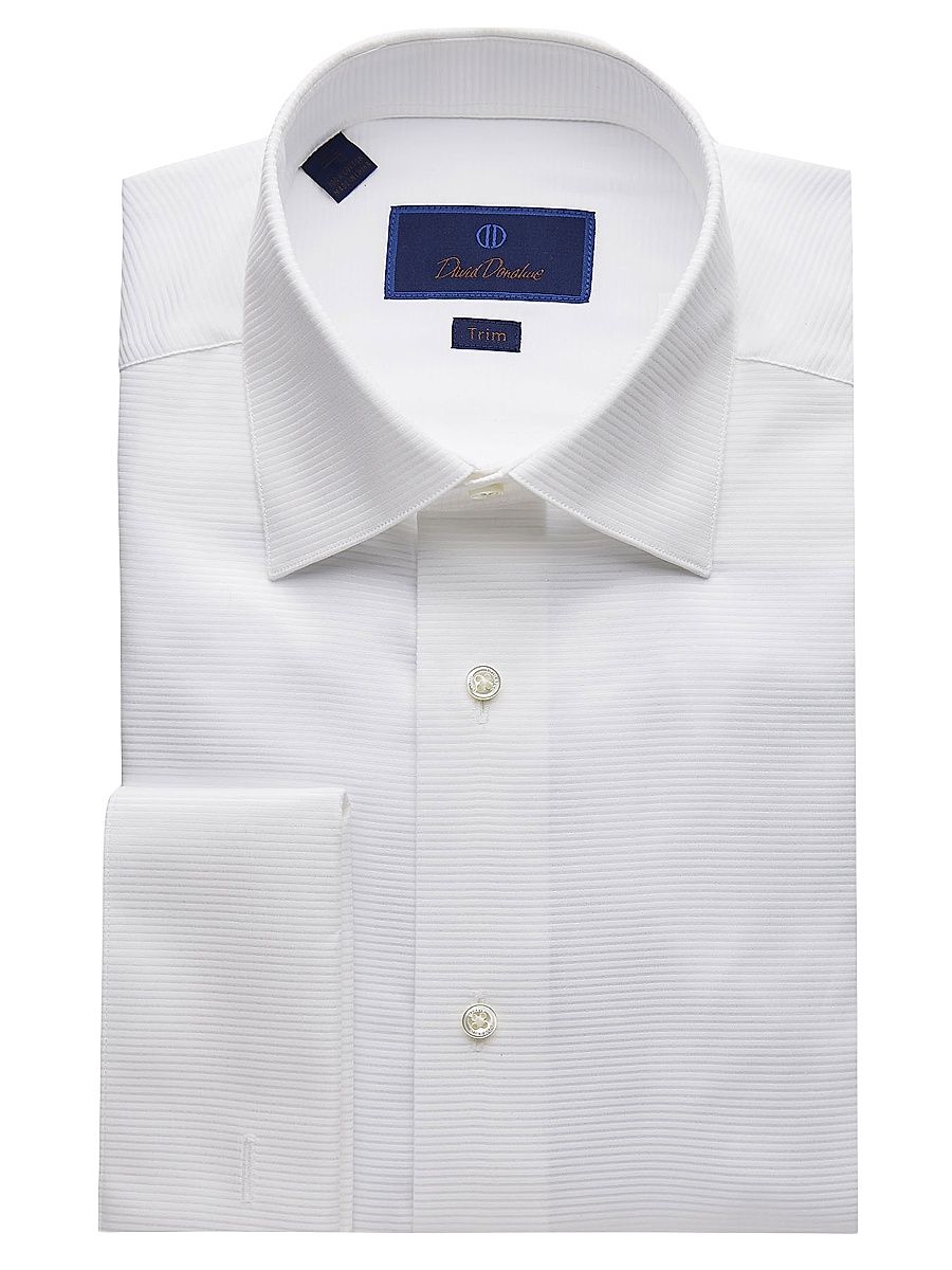 Men's Trim-Fit Horizontal Rib Formal Shirt - White - Size 17