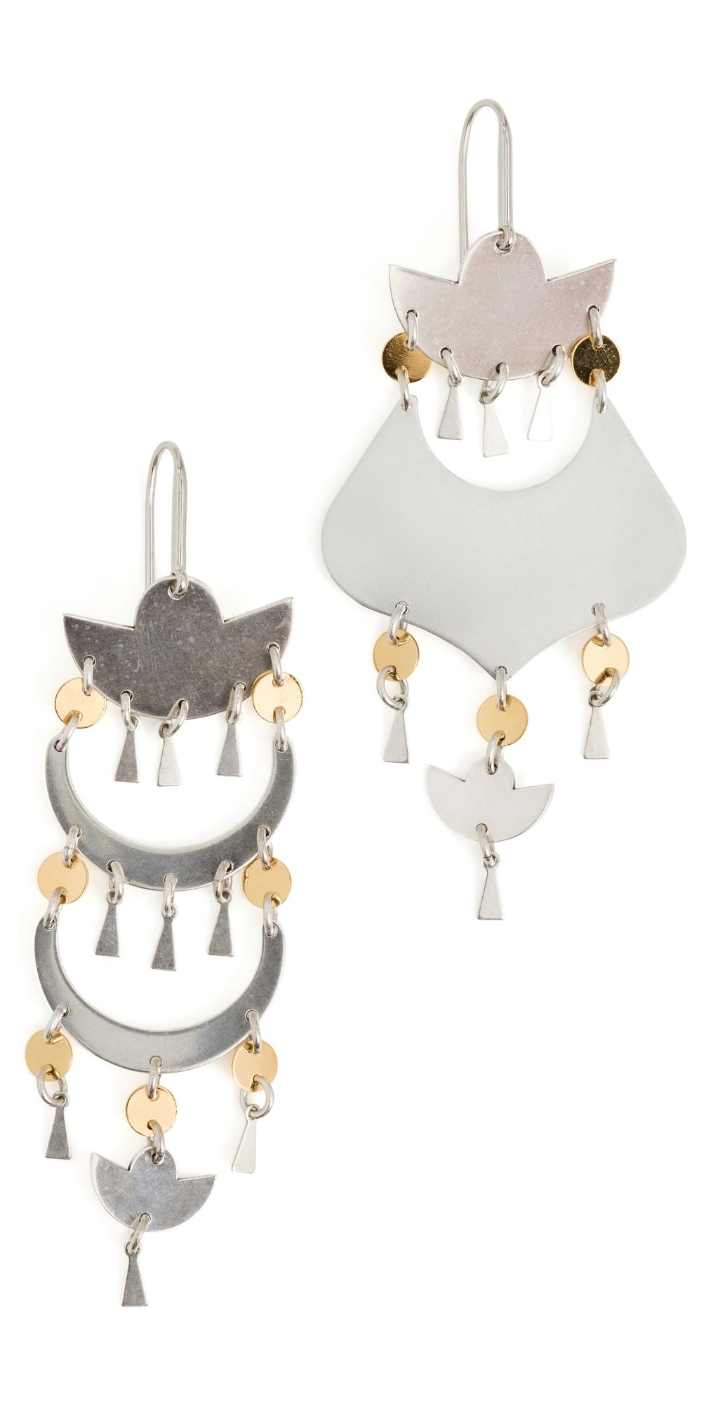 Isabel Marant Asymmetric Earrings Silver/Dore One Size