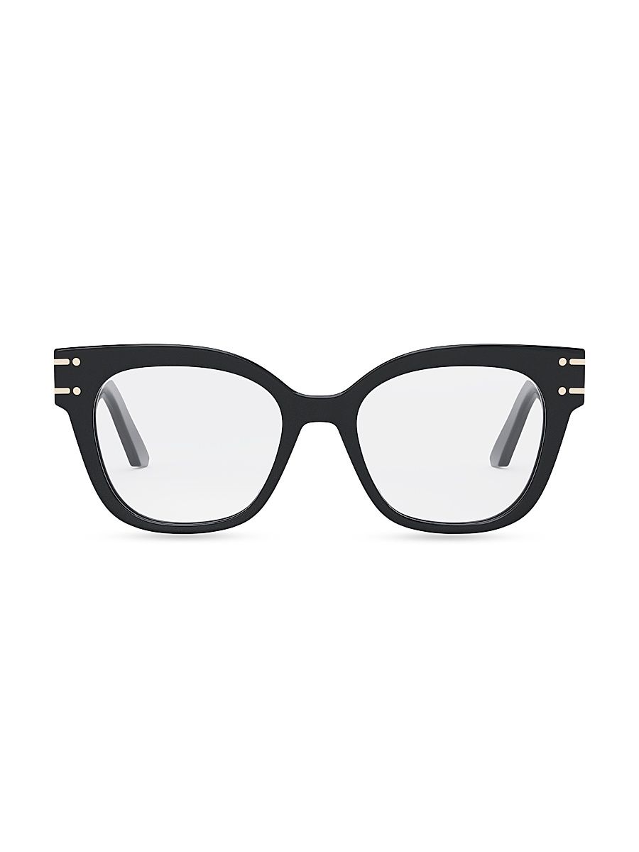 Women's DiorSignatureO 51MM Butterfly Optical Glasses - Shiny Black