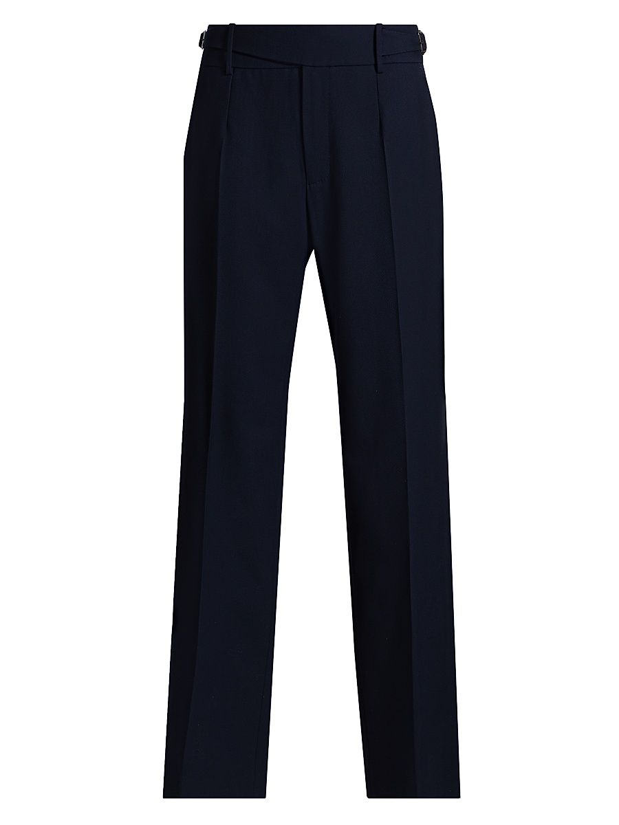Men's Creased-Front Wool Trousers - Blu Scurissimo - Size 34