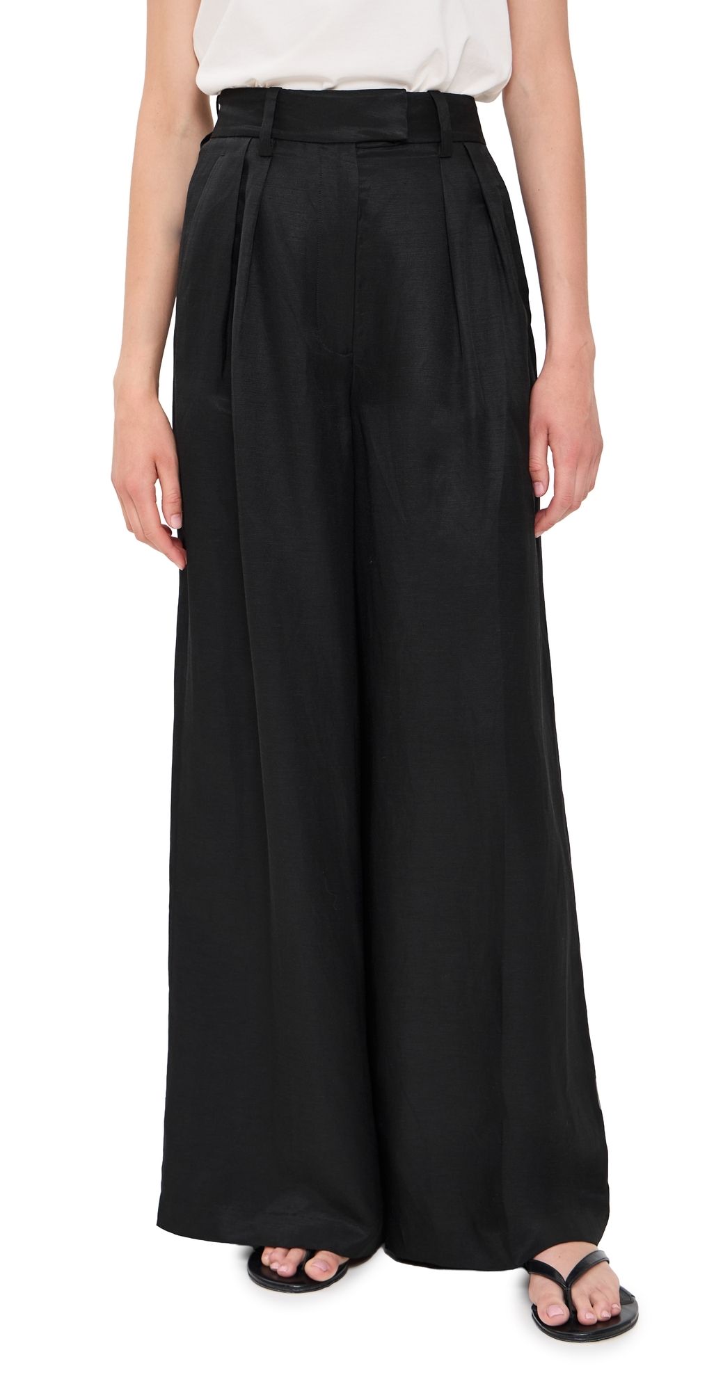 ANINE BING Lou Trousers Black Linen Blend 36