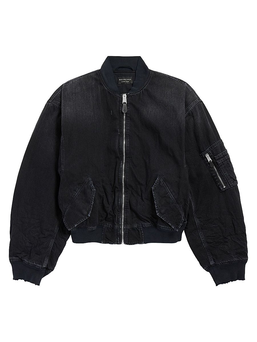 Men's Standard Denim Bomber Jacket - Black - Size XL
