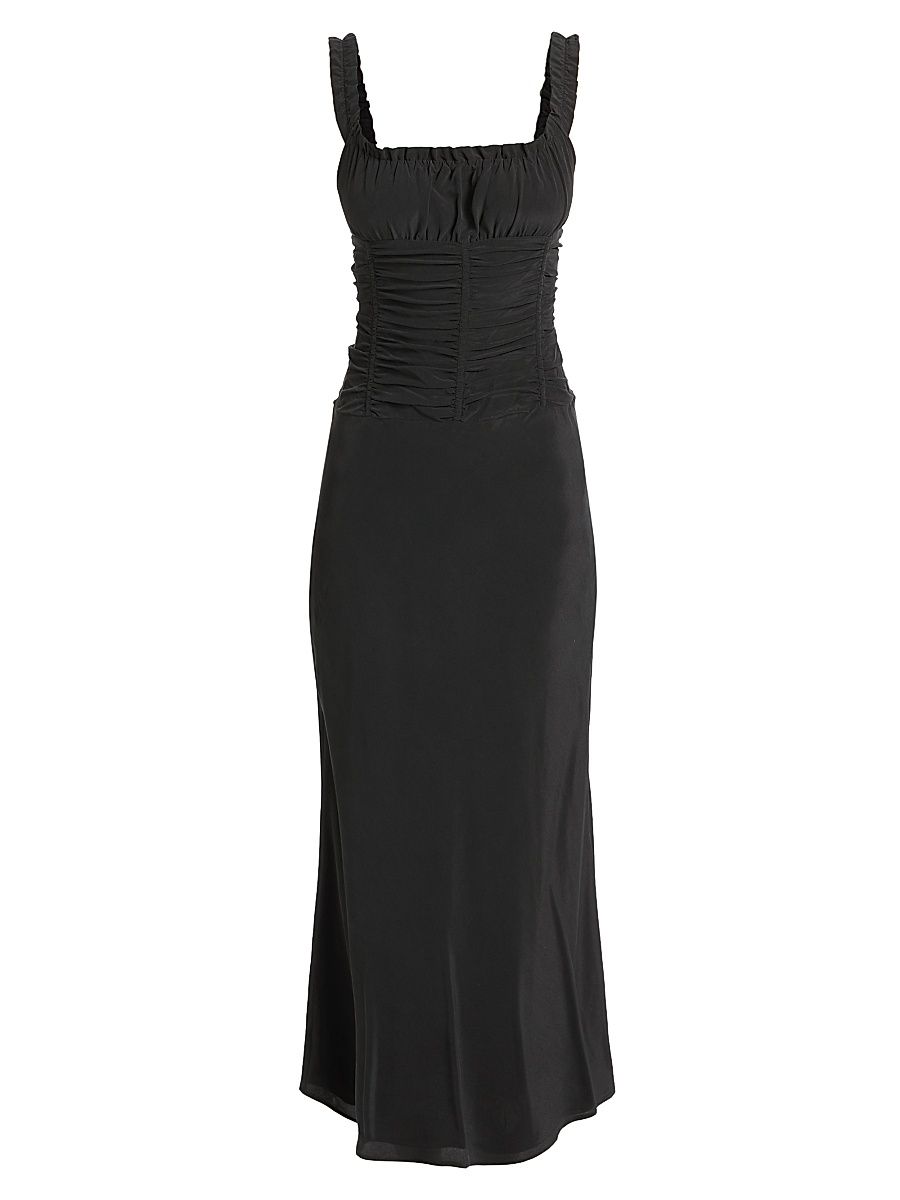 Women's Nic Silk Midi-Dress - Black - Size 10