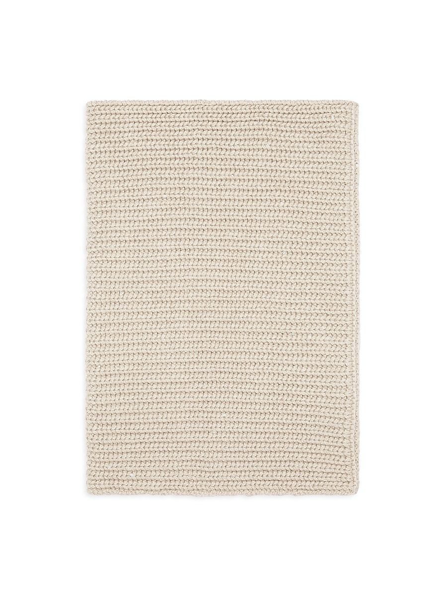Women's Cashmere and Silk Dazzling Rib Knit Neck Warmer - Beige - Size Medium