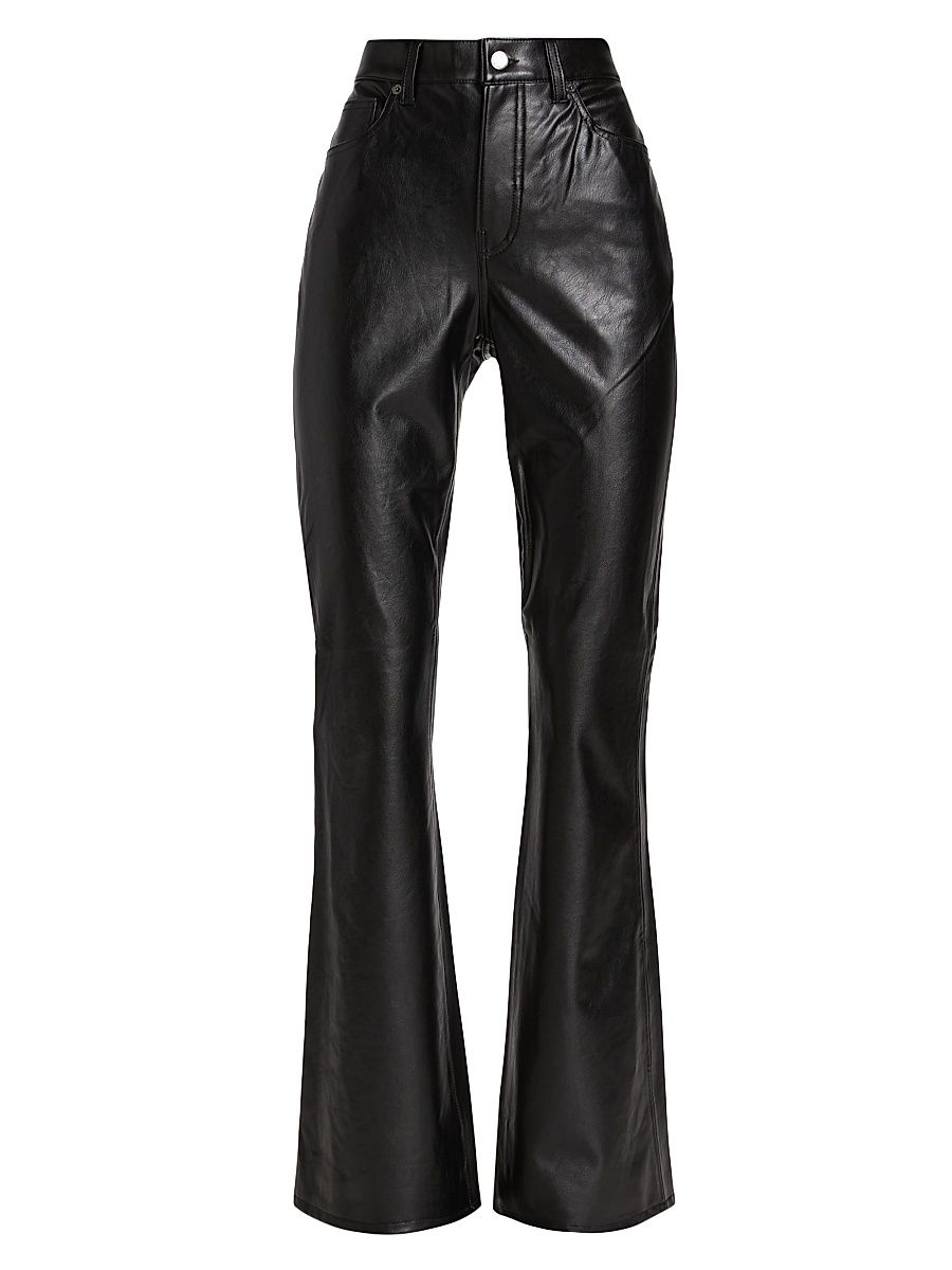 Women's Beverly Faux Leather Flared Pants - Black - Size 30