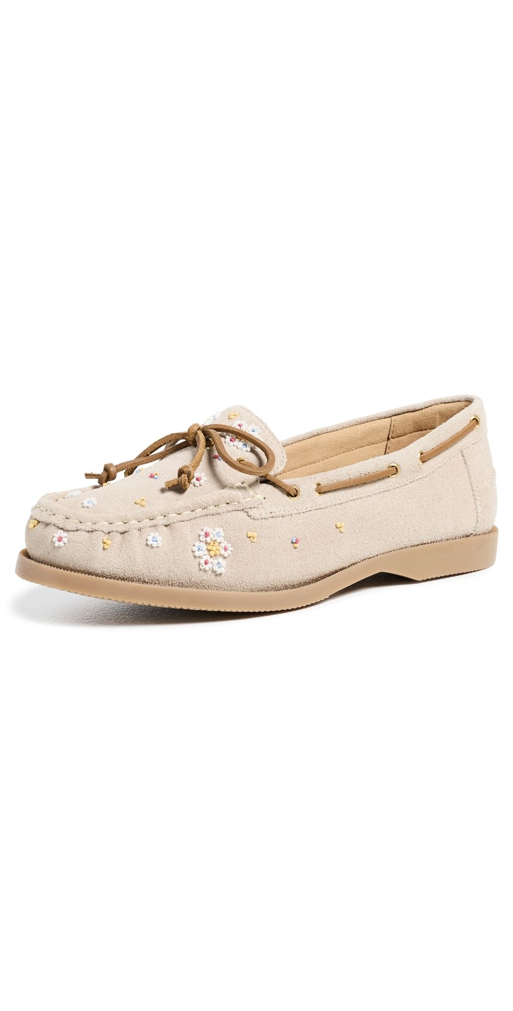 Free People Sandy Seed Bead Boat Shoes Oyster Cove Suede 11
