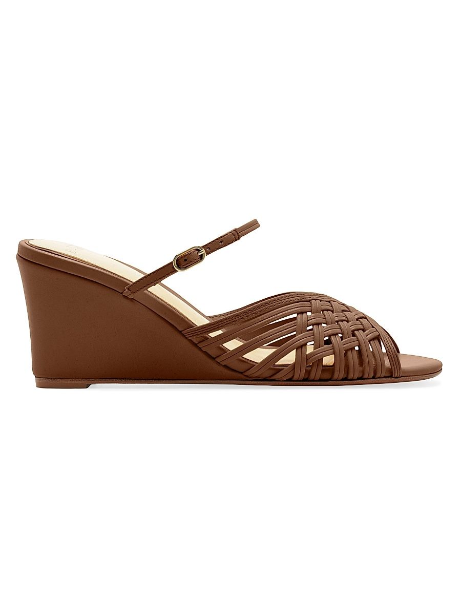 Women's Lilian 75MM Woven Leather Wedge Sandals - Espresso - Size 12
