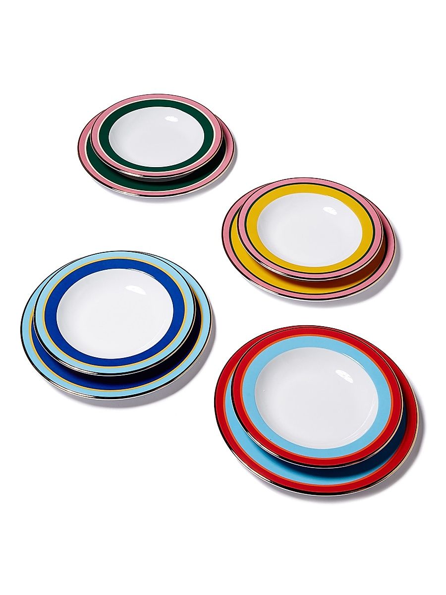 Soup and Dinner Plates Set of 8 - Rainbow Mix