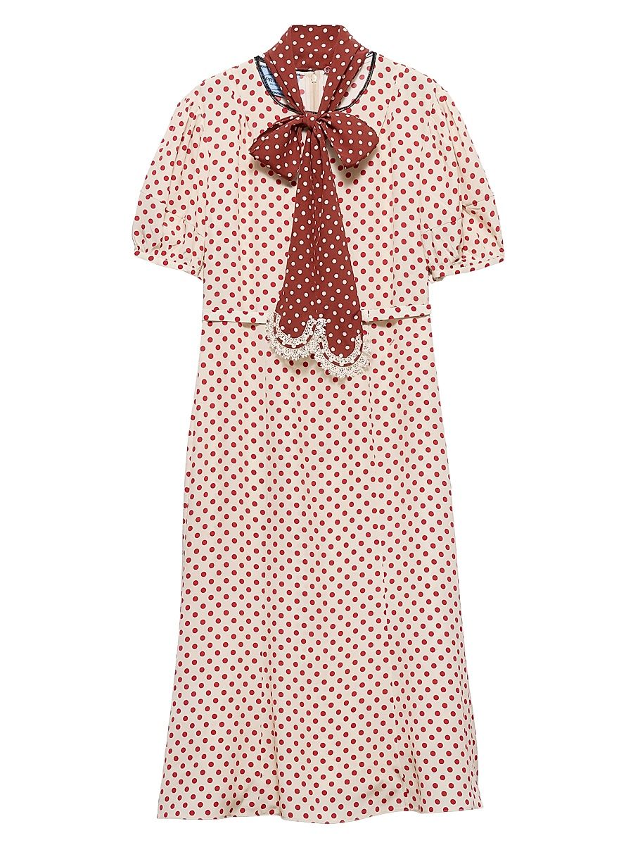 Women's Polka-Dot Marocain Dress - Red Multi - Size 0