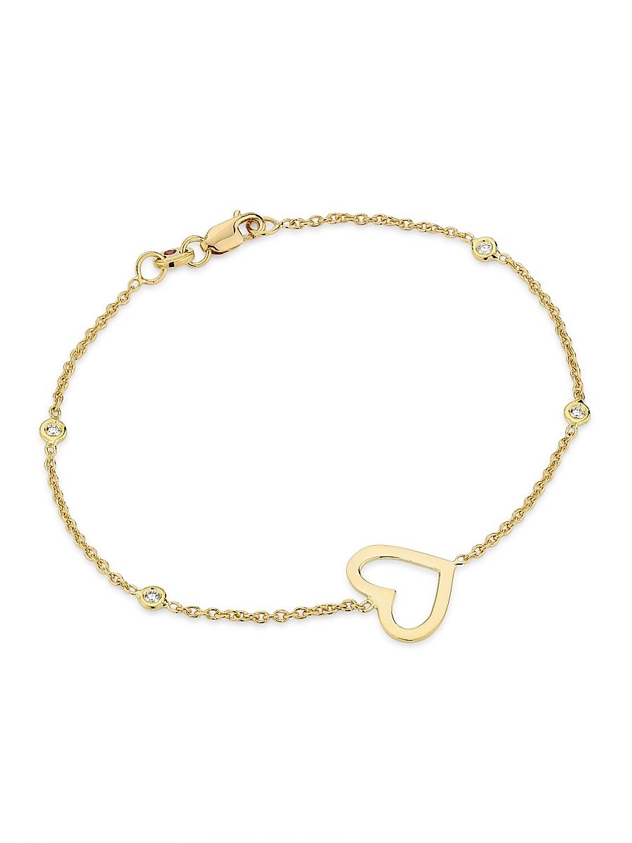 Women's Tiny Treasures 18K Yellow Gold & 0.08 TCW Diamond Open Heart Bracelet - Yellow Gold