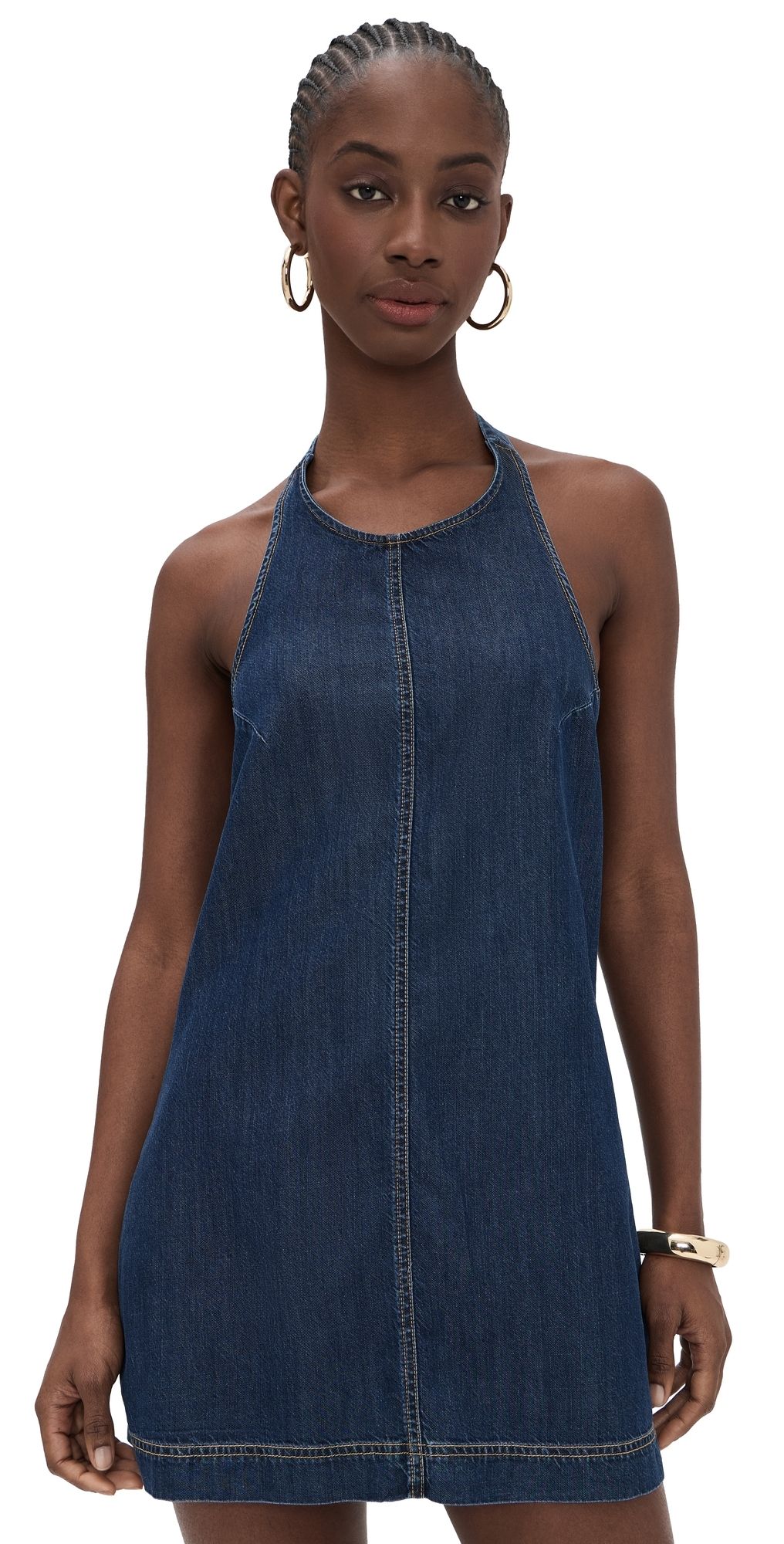 Good American Denim Halter Shift Dress Indigo1187 XS