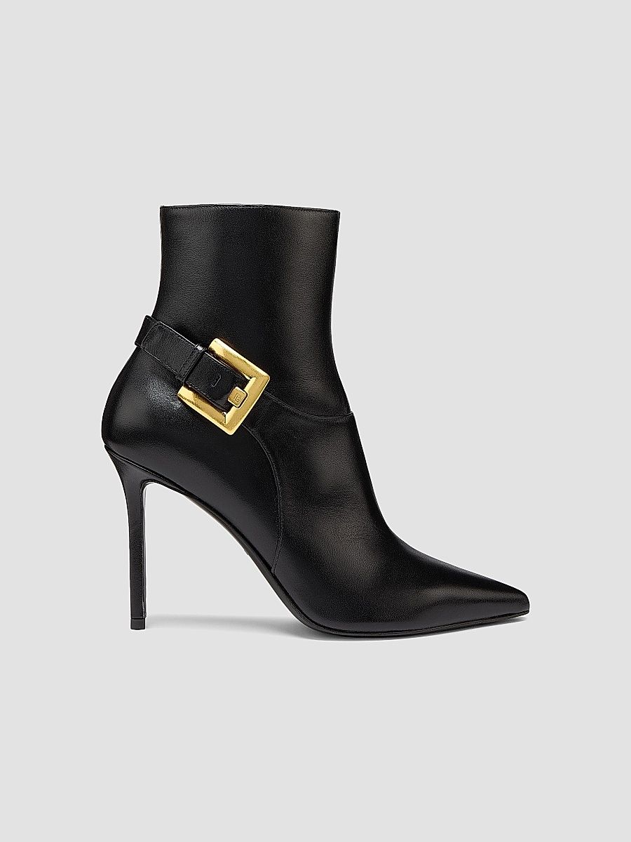 Balmain Women's Anthem 95MM Leather Ankle Boots - Black - Size 7