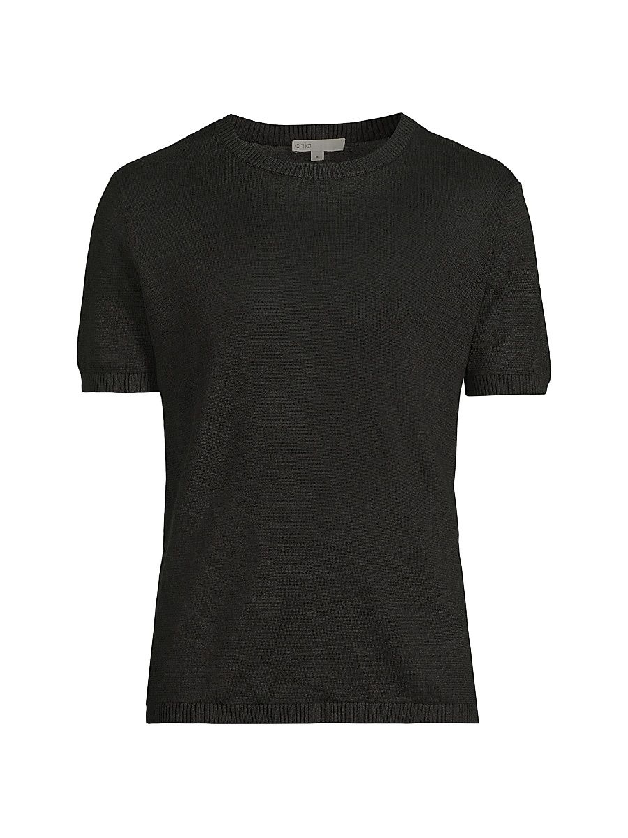 Men's Linen Knit T-Shirt - Washed Black - Size XXL