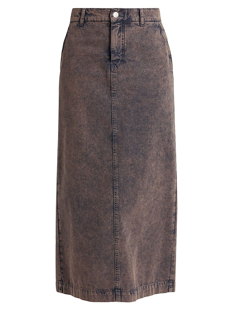 Women's Denim Midi-Skirt - Multi Grey - Size Small