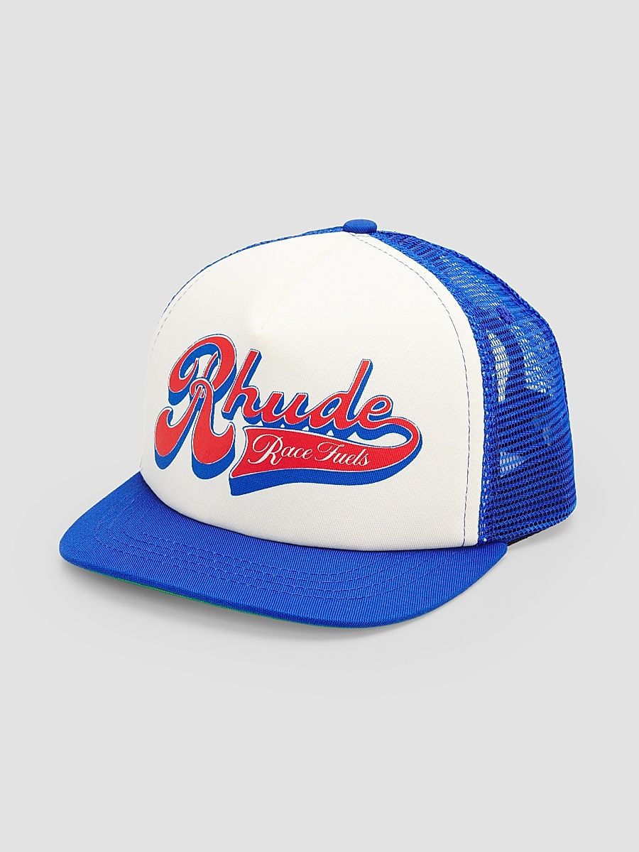 Men's Pit Stop Trucker Hat - White Blue Red