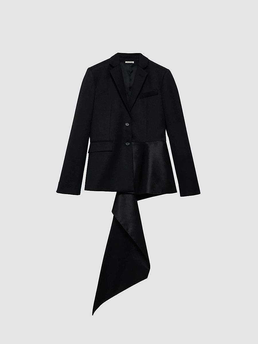 JW Anderson Women's Draped Asymmetric Wool Jacket - Black - Size 10
