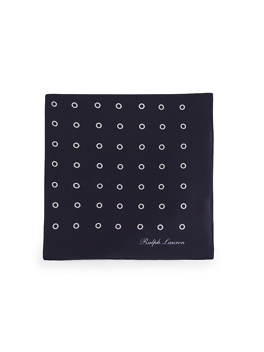 Men's Circle-Deco Silk Pocket Square - Navy